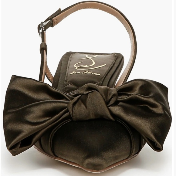 Sam Edelman Treena Bow Plissé Pointed Toe Kitten Heel Sandal - Picture 8 of 16